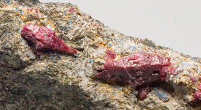 Close up of Ruby specimens