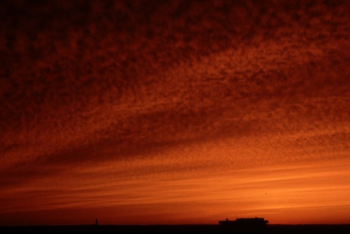 Cirrocumulus clouds at sunset