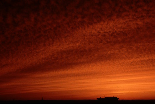 Cirrocumulus clouds at sunset
