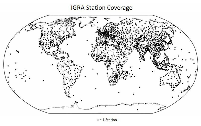 Locations of rawinsonde launch sites worldwide