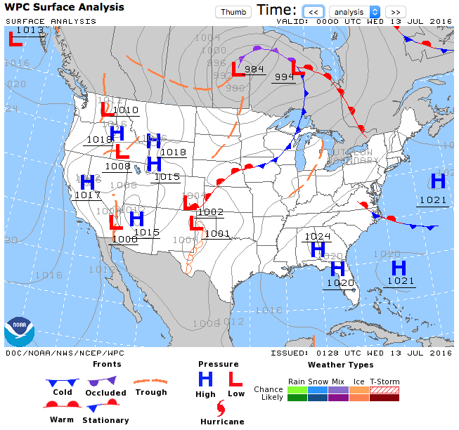 cold front weather map