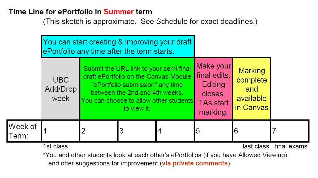 ePortfolio Time Line Summer