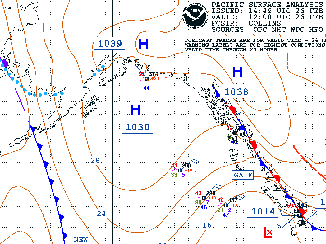 Pacific Ocean Forecast Pressure Chart