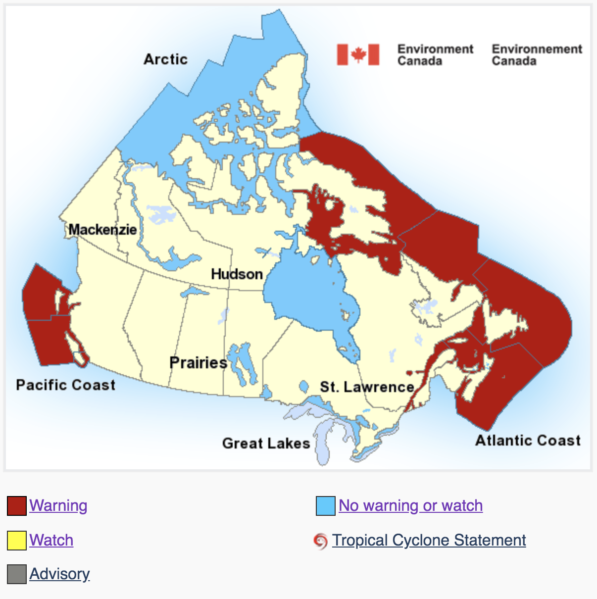 warning area map