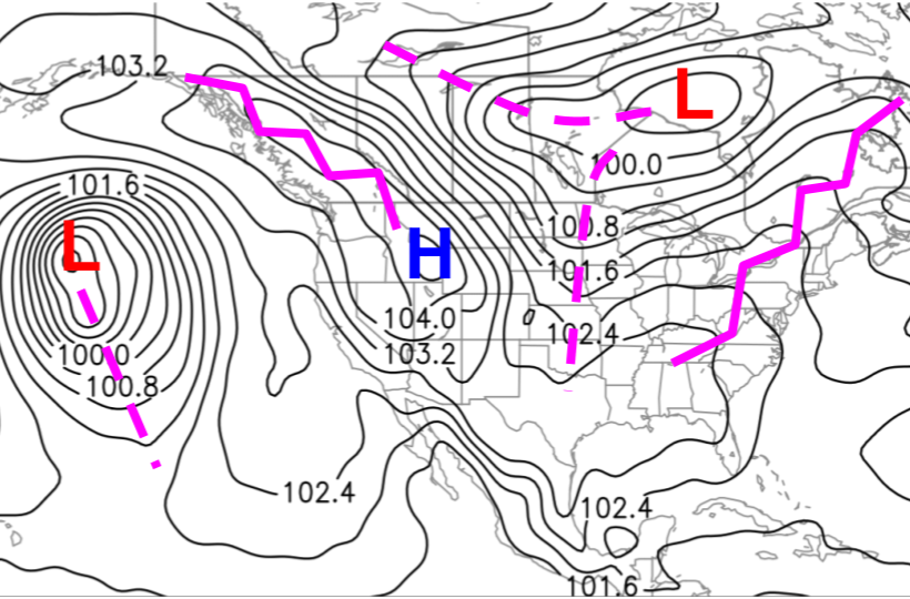 Weather Map Showing High Low Pressure - United States Map
