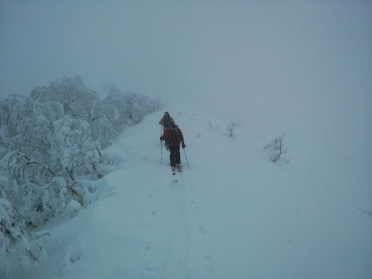 marginal conditions on ski trail