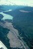 Young lava flow causing dammed up lake, Nass Valley, B.C..