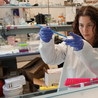 UBC doctoral student Bianca Iulianella Phillips prepares soil samples for DNA testing. Credit: Alex Walls.