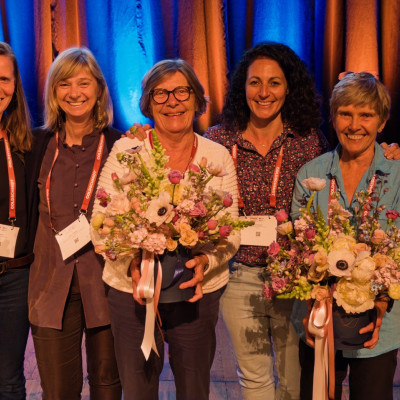 Conveners of the special session in honour of Catherine Chauvel and Dominique Weis  at Goldschmidt. From left to right: Maud Boyet, Nadine Mattielli, Catherine Chauvel, Marion Garçon, Dominique Weis and Nicole M.B. Williamson.